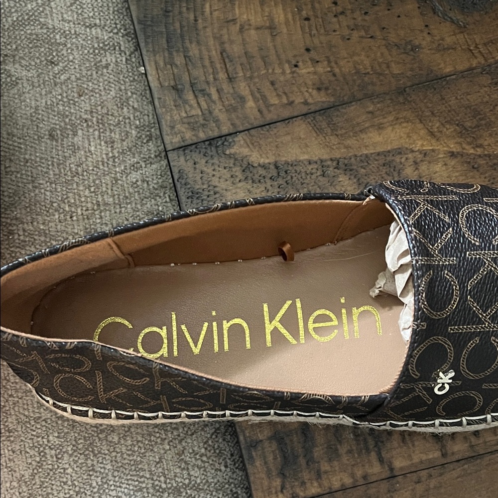 Calvin Klein Brown Logo Espadrille Slip-Ons - Picture 3 of 6